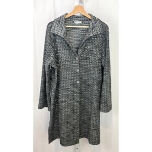 ANDRIA LIEU Size 2XL XXL Button Up Duster Jacket Textured Knit Gray